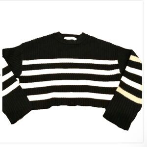 Bershka striped Sweater Black & White Size S